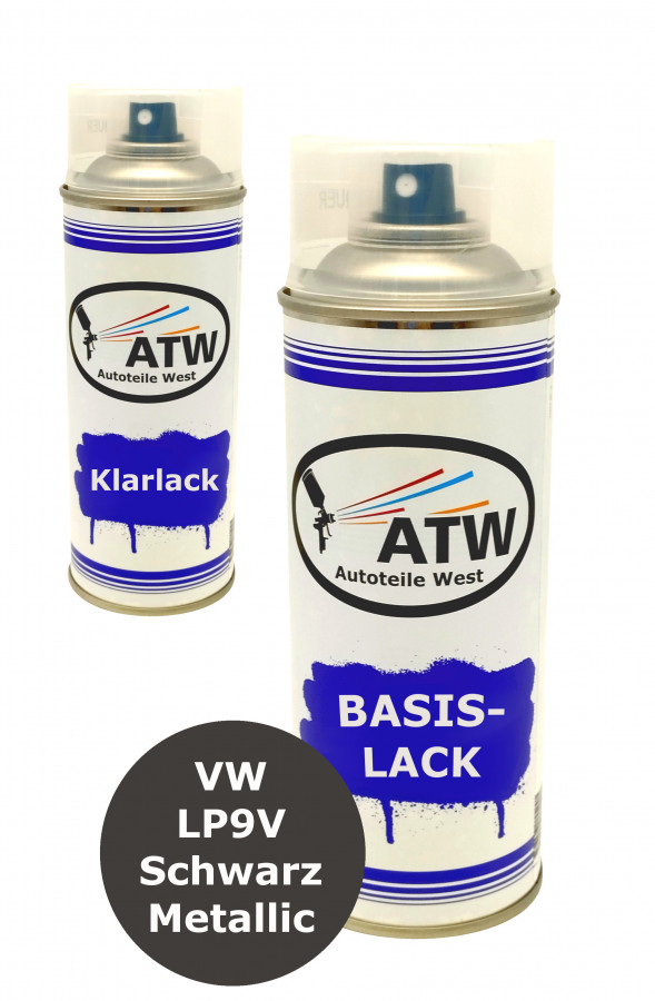 Autolack für VW LP9V Schwarz Metallic+400ml Klarlack Set